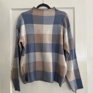 Tahari Knit Sweater in Blue and Tan